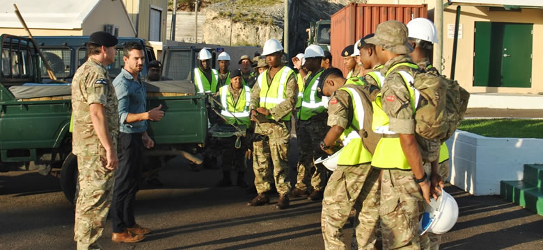 Minister Jeffrey Baron with the Royal Bermuda Regiment