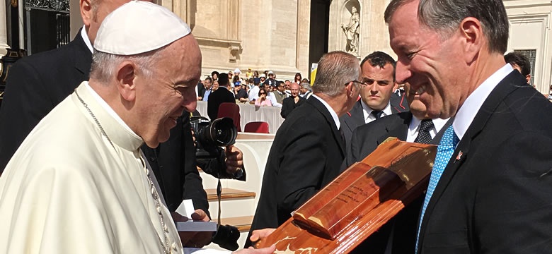Premier Michael Dunkley with Pope Francis